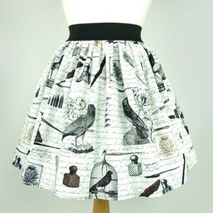 Edgar Allen Poe Inspired A-line Elastic Skirt White